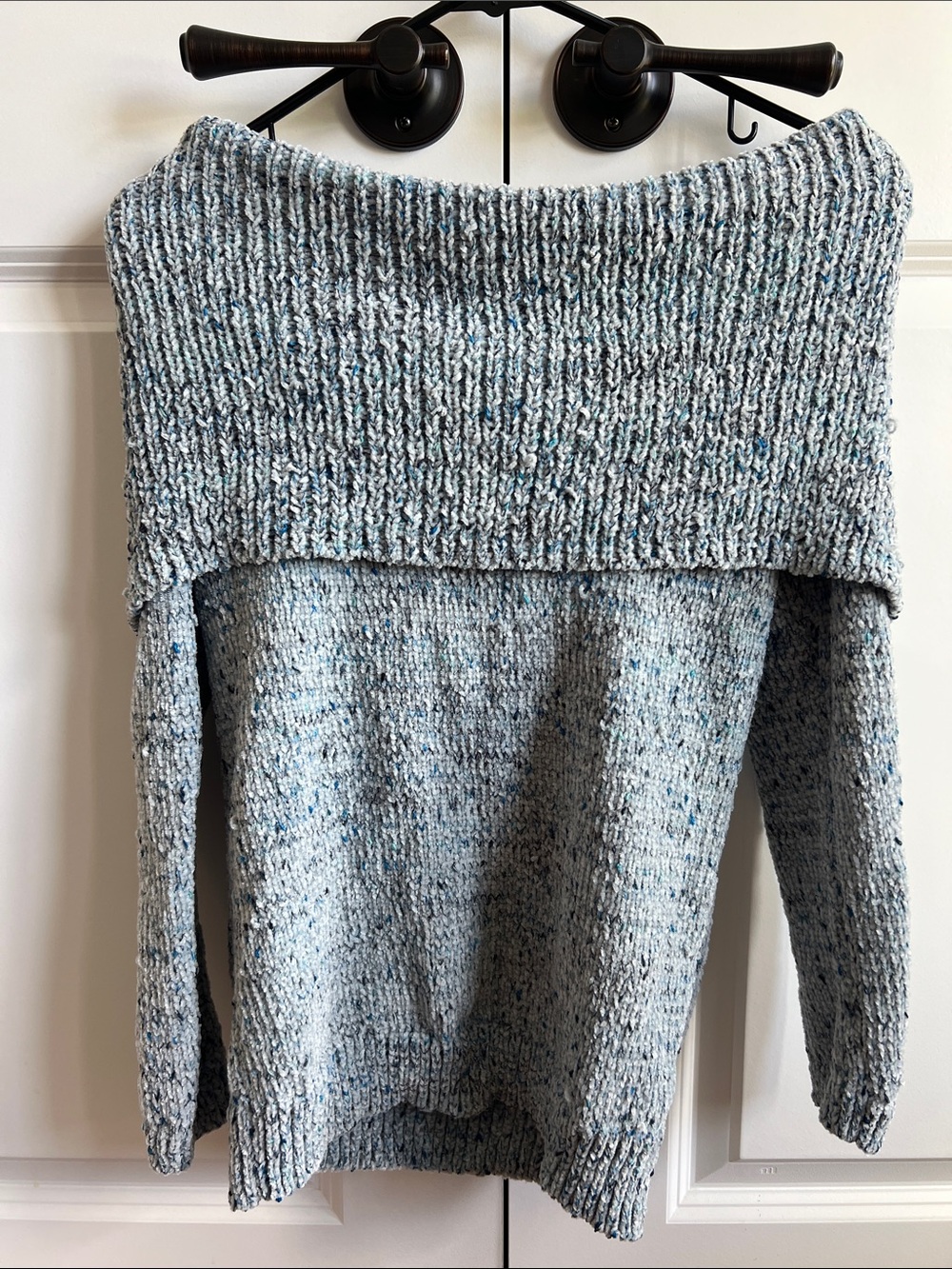 LC Lauren Conrad Speckled Sky Blue Cowl Neck Sweater